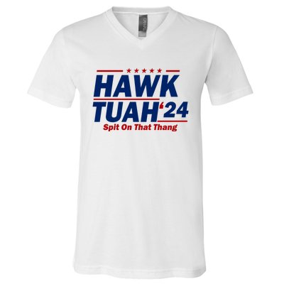 Hawk Tuah Funny Saying V-Neck T-Shirt