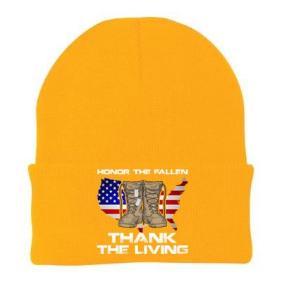 Honor The Fallen Thank The Living Military Veteran Gift Knit Cap Winter Beanie