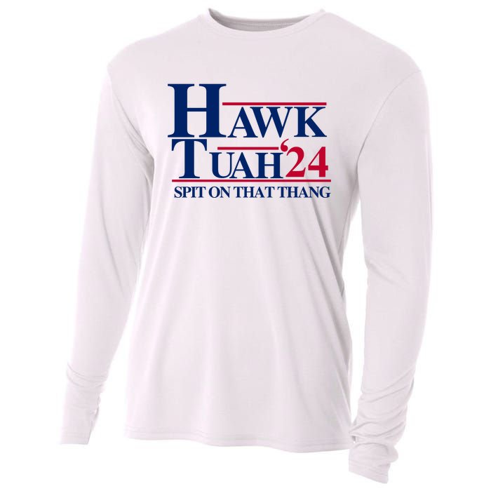 Hawk Tuah Funny Saying Cooling Performance Long Sleeve Crew