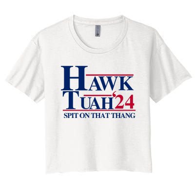 Hawk Tuah Funny Saying Women's Crop Top Tee