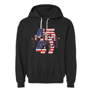 Humorous Trump Funny Victory Dance Trump Dancing America 47 Garment-Dyed Fleece Hoodie