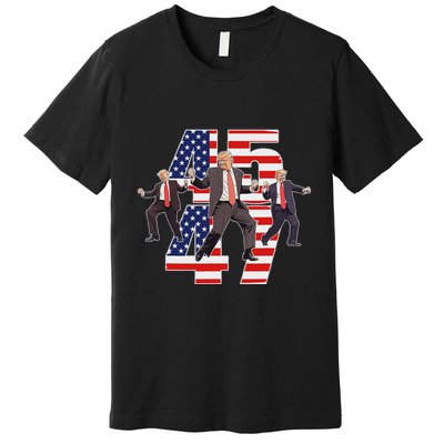 Humorous Trump Funny Victory Dance Trump Dancing America 47 Premium T-Shirt