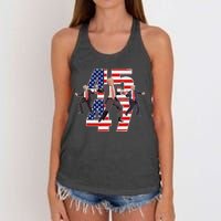 Humorous Trump Funny Victory Dance Trump Dancing America 47 Women's Knotted Racerback Tank