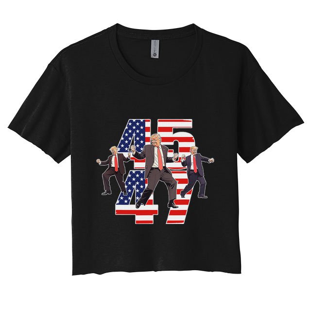 Humorous Trump Funny Victory Dance Trump Dancing America 47 Crop Top