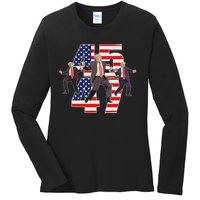 Humorous Trump Funny Victory Dance Trump Dancing America 47 Ladies Long Sleeve Shirt