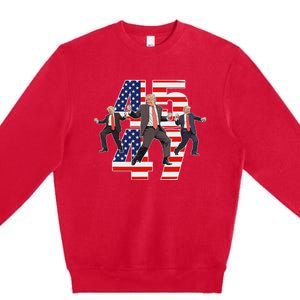 Humorous Trump Funny Victory Dance Trump Dancing America 47 Premium Crewneck Sweatshirt