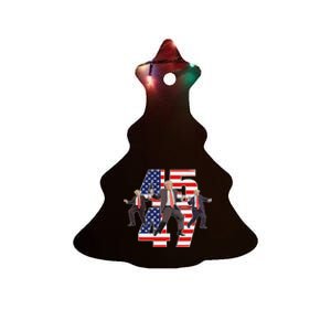 Humorous Trump Funny Victory Dance Trump Dancing America 47 Ceramic Tree Ornament