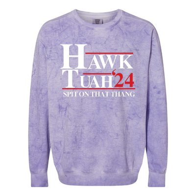 Hawk Tuah Funny Saying Colorblast Crewneck Sweatshirt