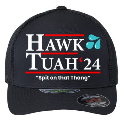 Hawk Tuah Funny Saying Flexfit Unipanel Trucker Cap