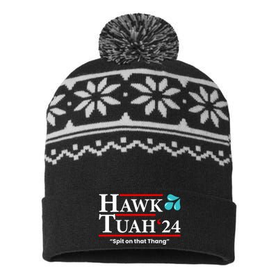 Hawk Tuah Funny Saying USA-Made Snowflake Beanie