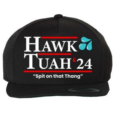 Hawk Tuah Funny Saying Wool Snapback Cap