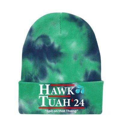 Hawk Tuah Funny Saying Tie Dye 12in Knit Beanie