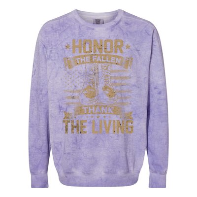 Honor The Fallen Thank The Living Memorial Day Veterans Day Gift Colorblast Crewneck Sweatshirt