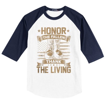 Honor The Fallen Thank The Living Memorial Day Veterans Day Gift Baseball Sleeve Shirt