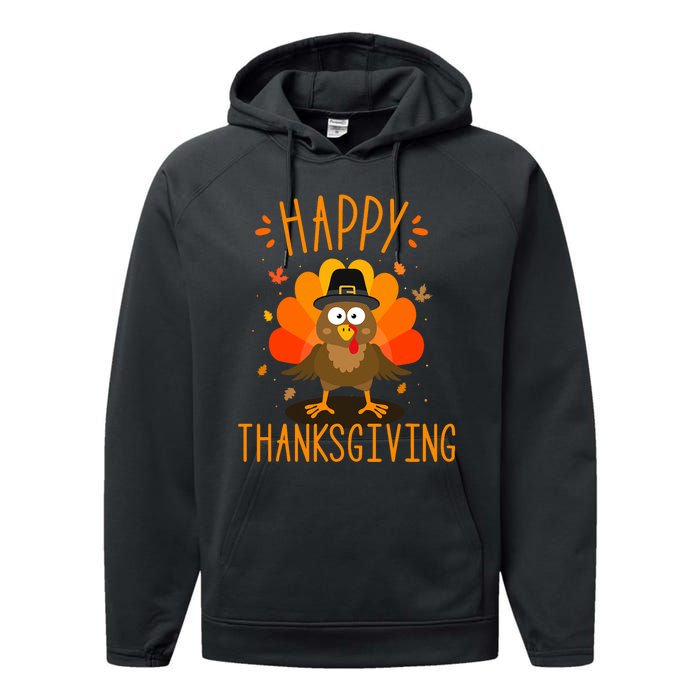 Happy Thanksgiving For Turkey Day Family Dinner Performance Fleece Hoodie