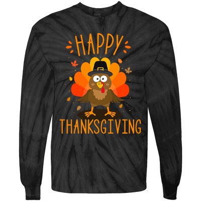 Happy Thanksgiving For Turkey Day Family Dinner Tie-Dye Long Sleeve Shirt