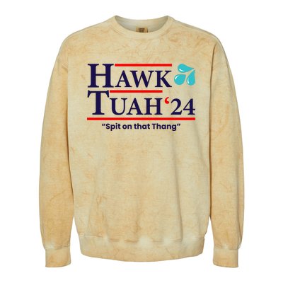 Hawk Tuah Funny Saying Colorblast Crewneck Sweatshirt