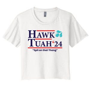 Hawk Tuah Funny Saying Women's Crop Top Tee