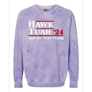 Hawk Tuah Funny Saying Colorblast Crewneck Sweatshirt