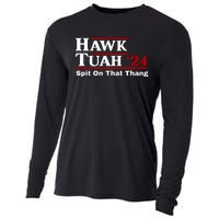 Hawk Tuah Funny Saying Cooling Performance Long Sleeve Crew