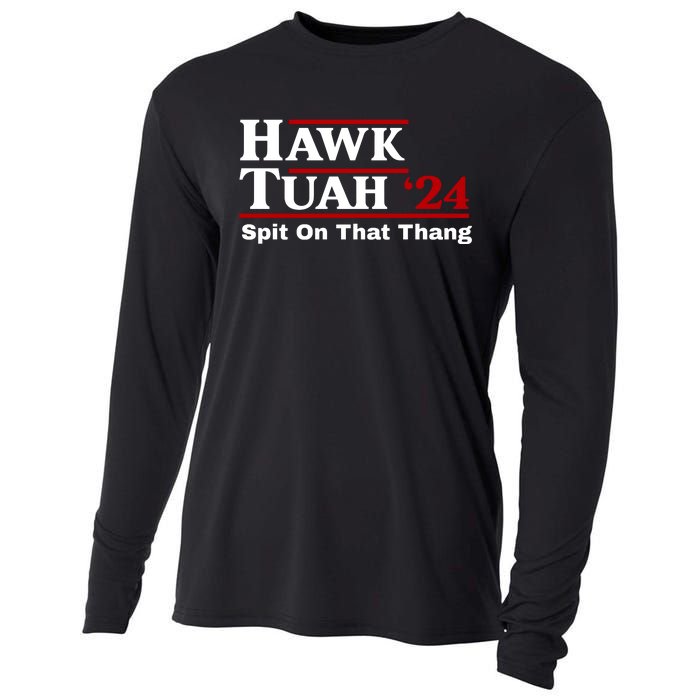 Hawk Tuah Funny Saying Cooling Performance Long Sleeve Crew