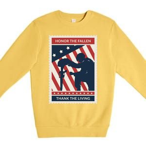 Honor The Fallen Thank The Living Vet Soldier Memorial Day Gift Premium Crewneck Sweatshirt