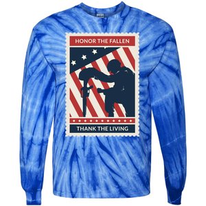 Honor The Fallen Thank The Living Vet Soldier Memorial Day Gift Tie-Dye Long Sleeve Shirt