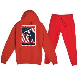 Honor The Fallen Thank The Living Vet Soldier Memorial Day Gift Premium Hooded Sweatsuit Set