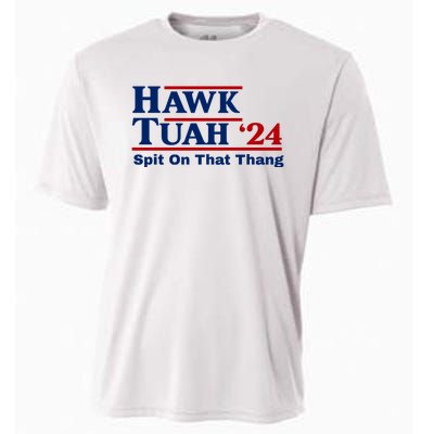 Hawk Tuah Funny Saying Cooling Performance Crew T-Shirt