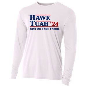 Hawk Tuah Funny Saying Cooling Performance Long Sleeve Crew