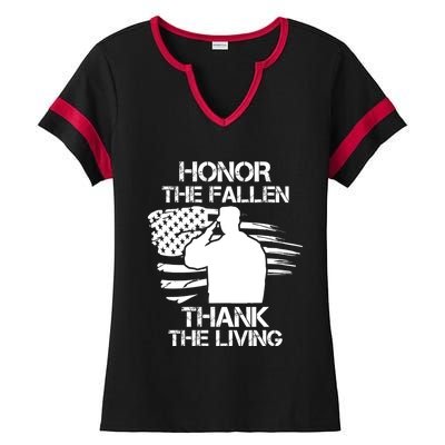 Honor The Fallen Thank The Living Saluting Soldier American Great Gift Ladies Halftime Notch Neck Tee