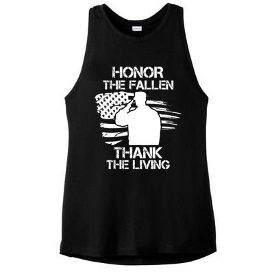 Honor The Fallen Thank The Living Saluting Soldier American Great Gift Ladies PosiCharge Tri-Blend Wicking Tank