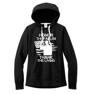 Honor The Fallen Thank The Living Saluting Soldier American Great Gift Women's Fleece Hoodie