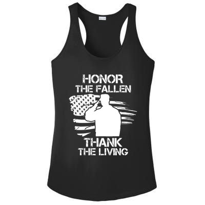 Honor The Fallen Thank The Living Saluting Soldier American Great Gift Ladies PosiCharge Competitor Racerback Tank