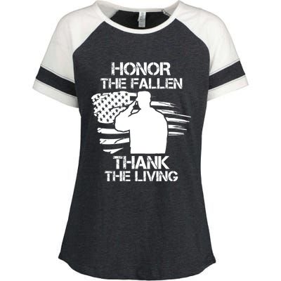 Honor The Fallen Thank The Living Saluting Soldier American Great Gift Enza Ladies Jersey Colorblock Tee