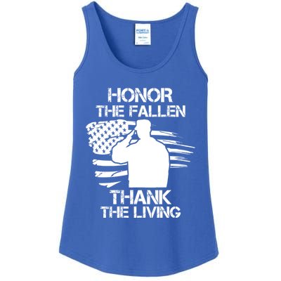 Honor The Fallen Thank The Living Saluting Soldier American Great Gift Ladies Essential Tank