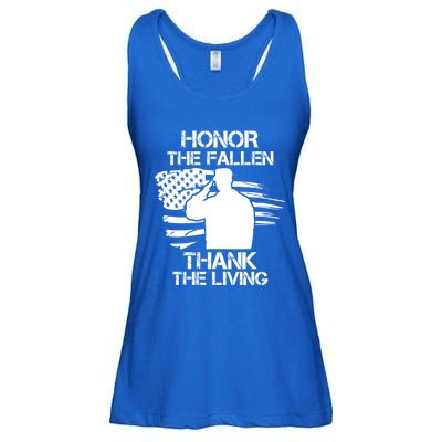 Honor The Fallen Thank The Living Saluting Soldier American Great Gift Ladies Essential Flowy Tank