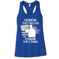 Honor The Fallen Thank The Living Saluting Soldier American Great Gift Women's Racerback Tank