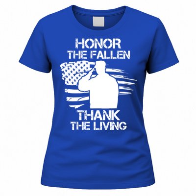 Honor The Fallen Thank The Living Saluting Soldier American Great Gift Women's T-Shirt