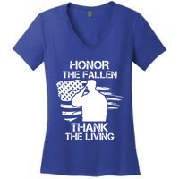 Honor The Fallen Thank The Living Saluting Soldier American Great Gift Women's V-Neck T-Shirt