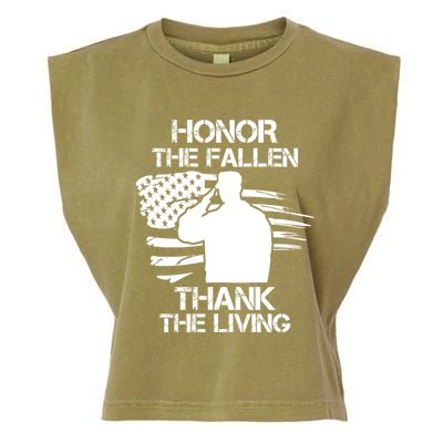 Honor The Fallen Thank The Living Saluting Soldier American Great Gift Garment-Dyed Women's Muscle Tee