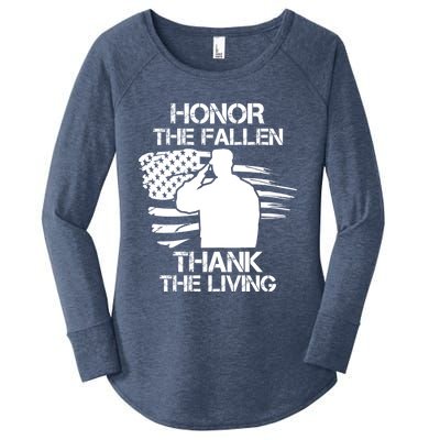 Honor The Fallen Thank The Living Saluting Soldier American Great Gift Women's Perfect Tri Tunic Long Sleeve Shirt