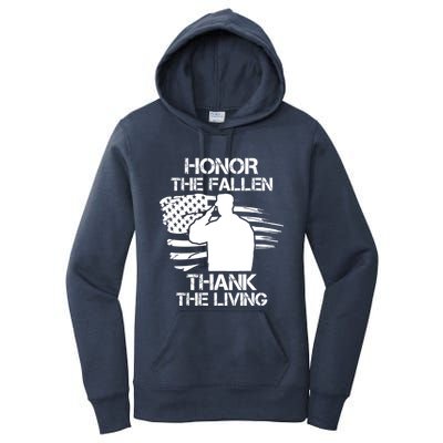 Honor The Fallen Thank The Living Saluting Soldier American Great Gift Women's Pullover Hoodie