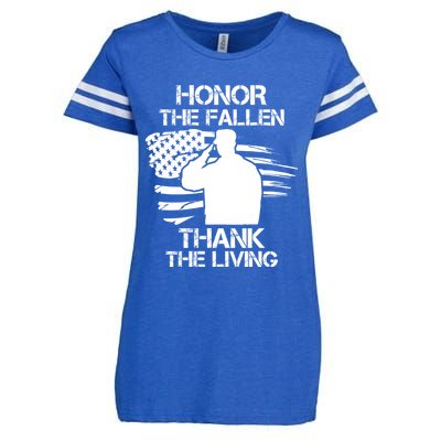 Honor The Fallen Thank The Living Saluting Soldier American Great Gift Enza Ladies Jersey Football T-Shirt