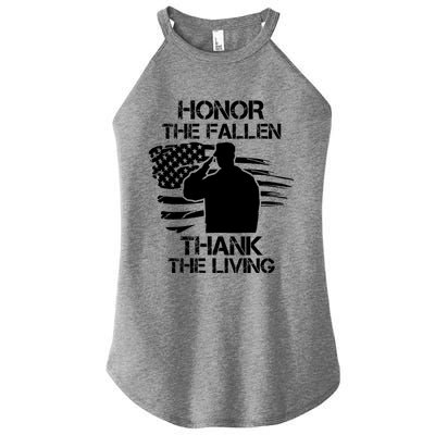 Honor The Fallen Thank The Living Saluting Soldier American Great Gift Women’s Perfect Tri Rocker Tank