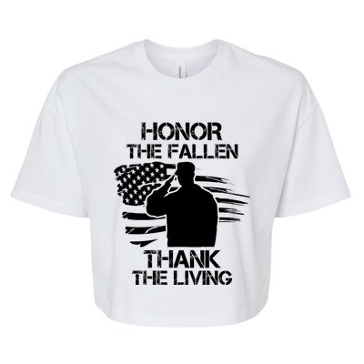 Honor The Fallen Thank The Living Saluting Soldier American Great Gift Bella+Canvas Jersey Crop Tee