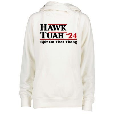 Hawk Tuah Funny Saying Womens Funnel Neck Pullover Hood