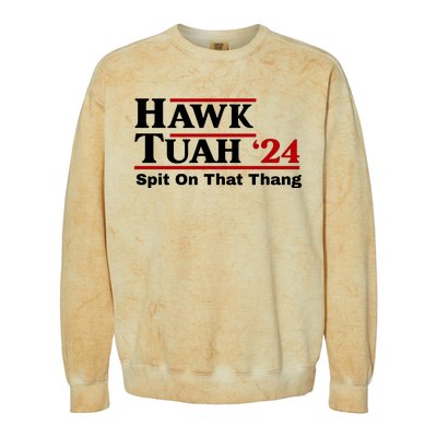 Hawk Tuah Funny Saying Colorblast Crewneck Sweatshirt