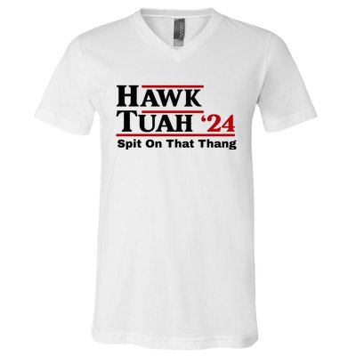 Hawk Tuah Funny Saying V-Neck T-Shirt