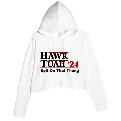 Hawk Tuah Funny Saying Crop Fleece Hoodie